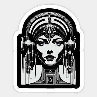 Telepathic Cyborg Retro Sci-fi (white) Sticker